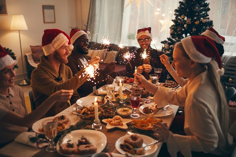 family members at Christmas dinner