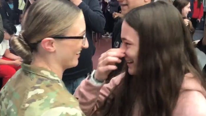 U.S. Army specialist and Utica Schools grad surprises eight siblings in tearful homecoming