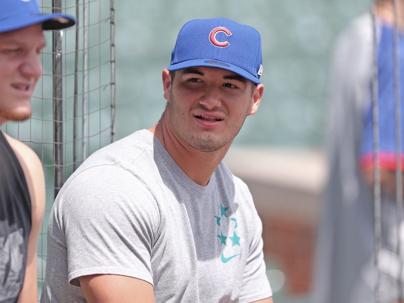 Chicago Bears quarterback Mitch Trubisky (10) looks on prior to the game against the Colorado Rockies at Wrigley Field