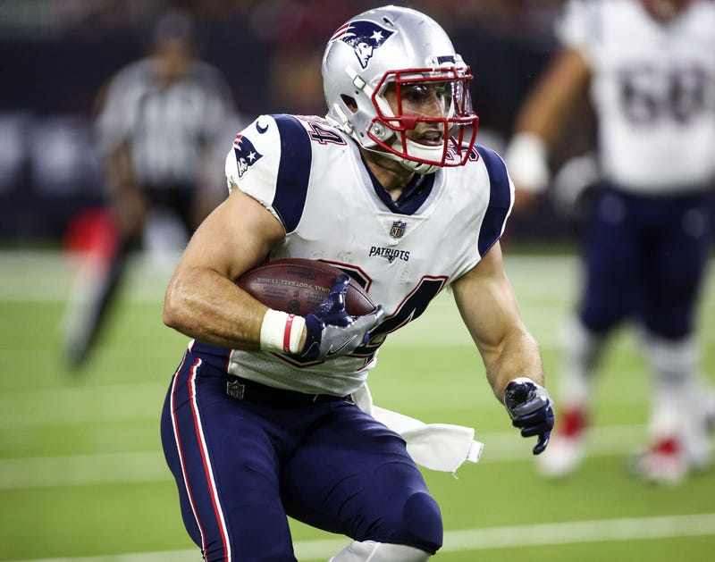New England Patriots running back Rex Burkhead (34) makes a reception during the second quarter against the Houston Texans at NRG Stadium.
