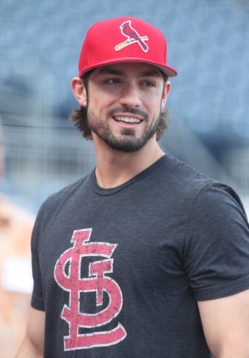 St. Louis Cardinals left fielder Randal Grichuk (15) at the batting cage before playing the Pittsburgh Pirates at PNC Park.