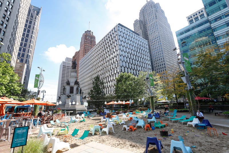 Beach at Campus Martius Park