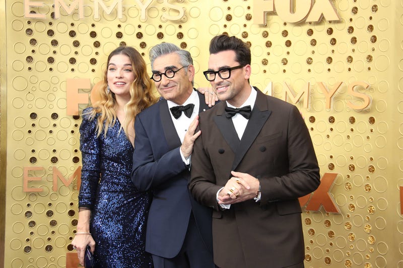 Annie Murphy, Eugene Levy, and Dan Levy at the Emmys