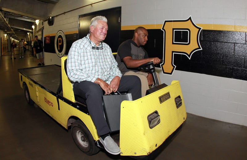 Pittsburgh Pirates former manager Clint Hurdle (left) leaves the clubhouse after being relived of his duties