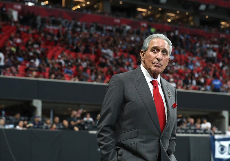 Atlanta Falcons owner Arthur Blank walks on the sideline during the fourth quarter against the Tennessee Titans at Mercedes-Benz Stadium.