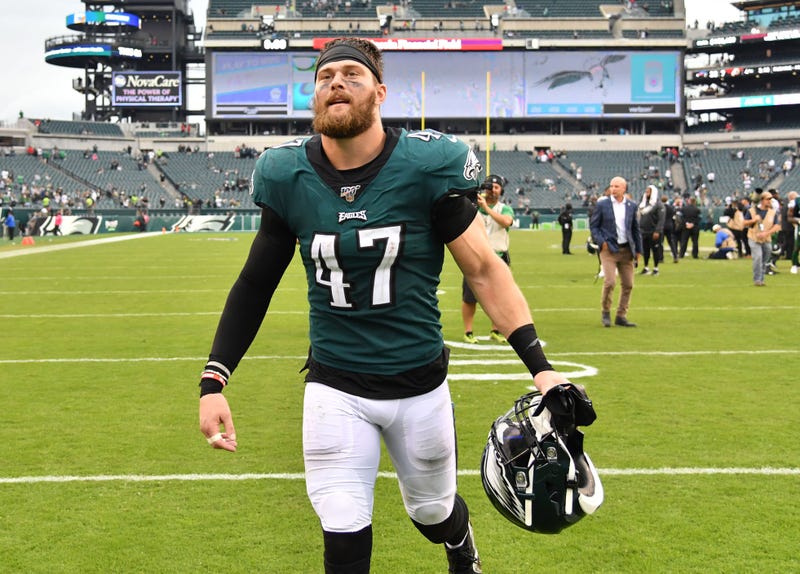 Philadelphia Eagles linebacker Nate Gerry (47) runs off the field after win against the New York Jets at Lincoln Financial Field.
