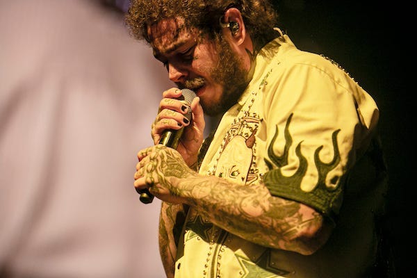 Post Malone performs at Gila River Arena in Glendale