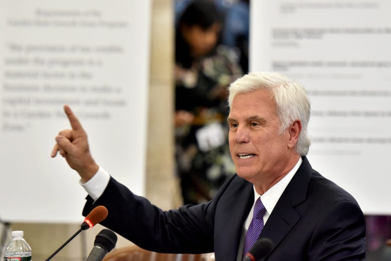 South Jersey power broker George E. Norcross III testifies before the New Jersey Senate select committee on Economic Growth Strategies established to review the state's tax incentive programs in Trenton on November 18, 2019.