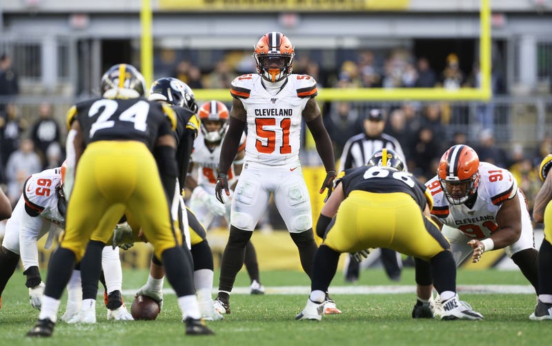 Cleveland Browns linebacker Mack Wilson (51) looks over the Pittsburgh Steelers offense at the line of scrimmage during the fourth quarter at Heinz Field. Pittsburgh won 20-13. 