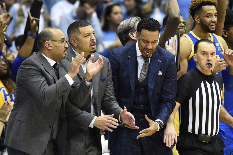 Pittsburgh Panthers head coach Jeff Capel and assistant coach Jason Capel