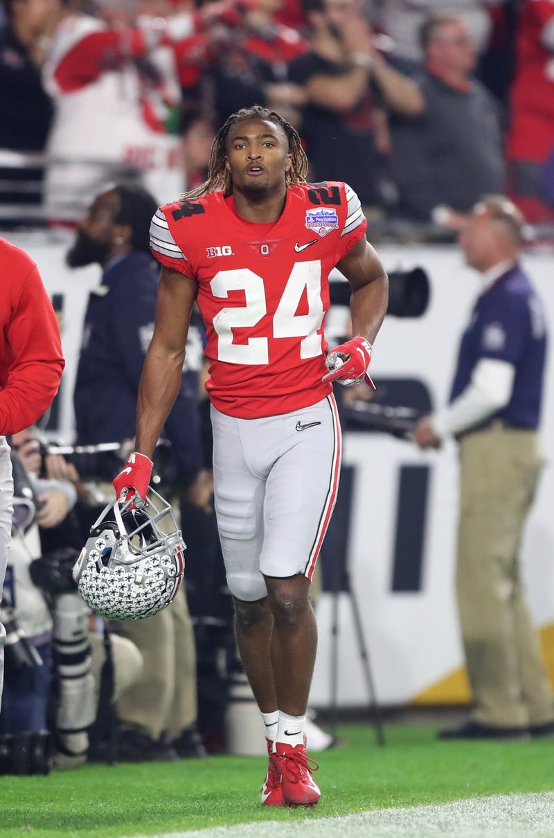 hio State Buckeyes cornerback Shaun Wade (24) leaves the field after being ejected for targeting in the 2019 Fiesta Bowl college football playoff semifinal game against the Clemson Tigers at State Farm Stadium.