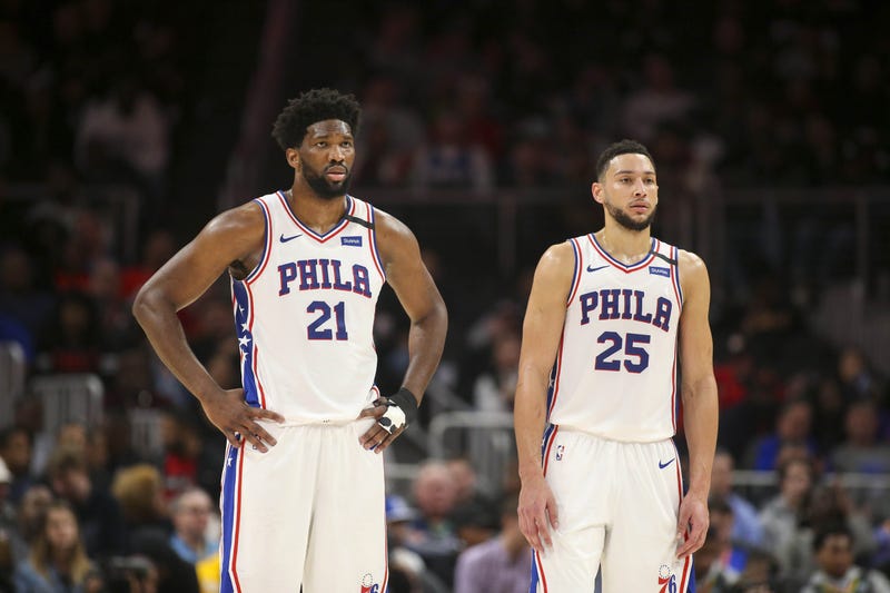 Philadelphia 76ers center Joel Embiid (21) and guard Ben Simmons (25)