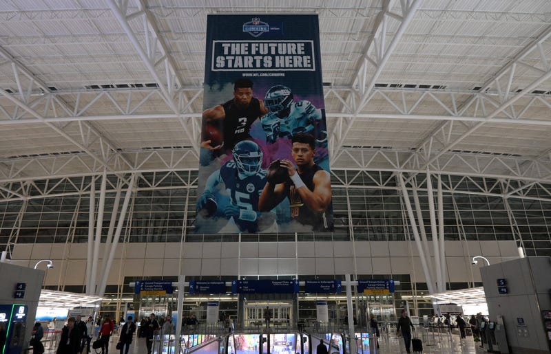 Indianapolis International Airport advertising the NFL's Combine