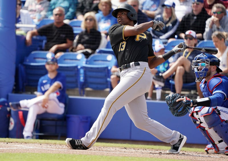 Ke'Bryan Hayes at bat in Spring Training