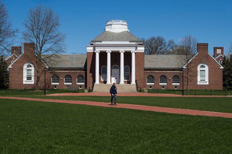 Quiet scenes across campus at the University of Delaware as the coronavirus has brought regular life in the state to a halt, April 3, 2020.