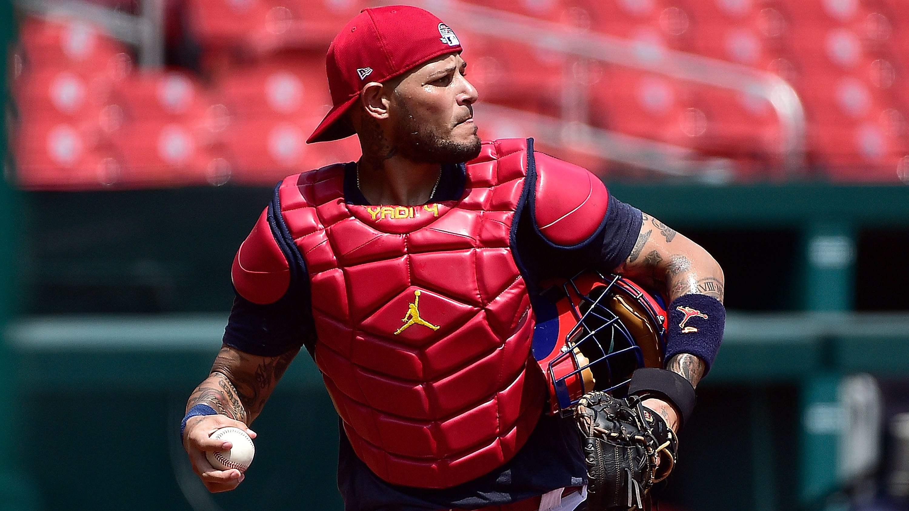 WATCH: Yadier Molina makes pitching debut in professional game, strikes out batter