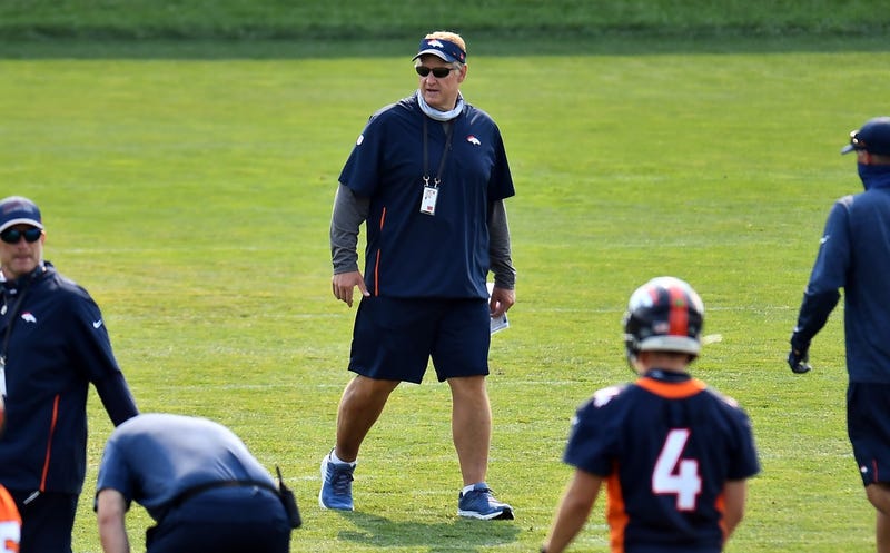 Denver Broncos offensive line coach Mike Munchak during training camp