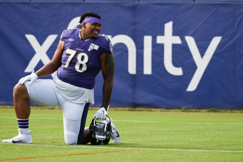 Orlando Brown Jr during Ravens Training Camp