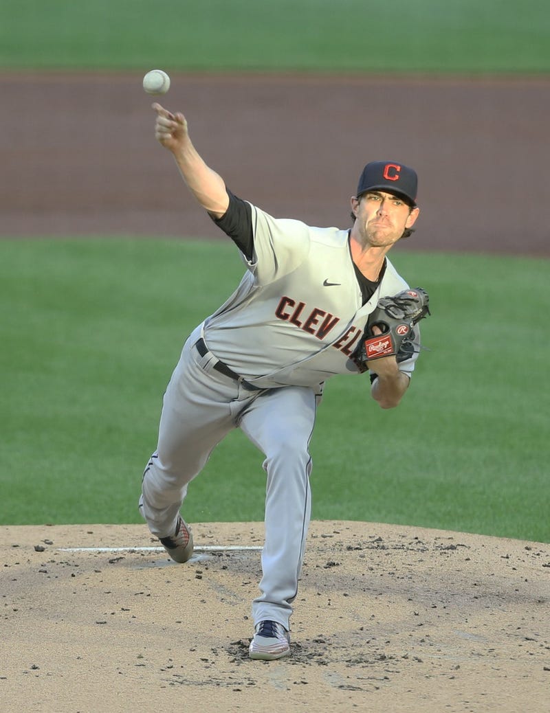 Cleveland Indians starting pitcher Shane Bieber (57) delivers a pitch against the Pittsburgh Pirates during the first inning at PNC Park.