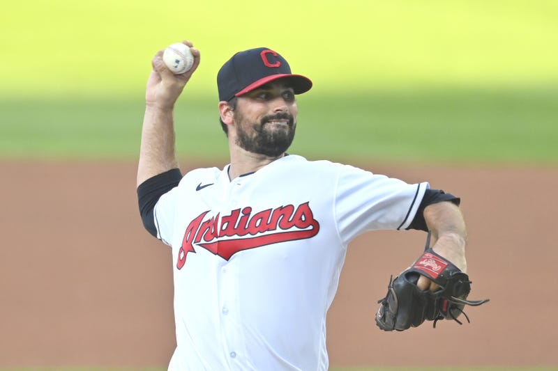 Cleveland Indians starting pitcher Adam Plutko (45) delivers in the first inning against the Detroit Tigers at Progressive Field.