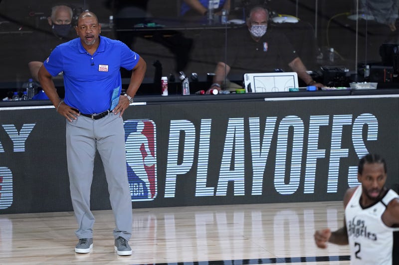Los Angeles Clippers head coach Doc Rivers watches