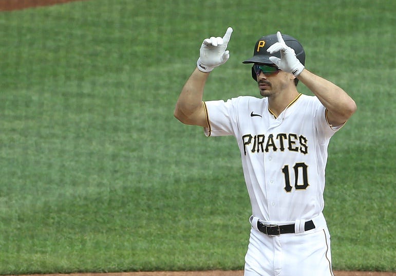 Bryan Reynolds pointing to the sky