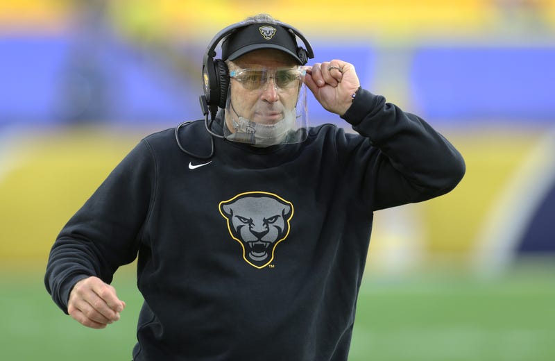 Pitt head coach Pat Narduzzi with face shield