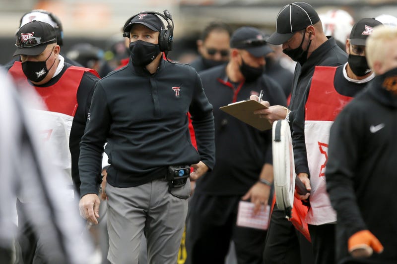 Texas Tech coach Matt Wells during a football game against Oklahoma State at Boone Pickens Stadium.