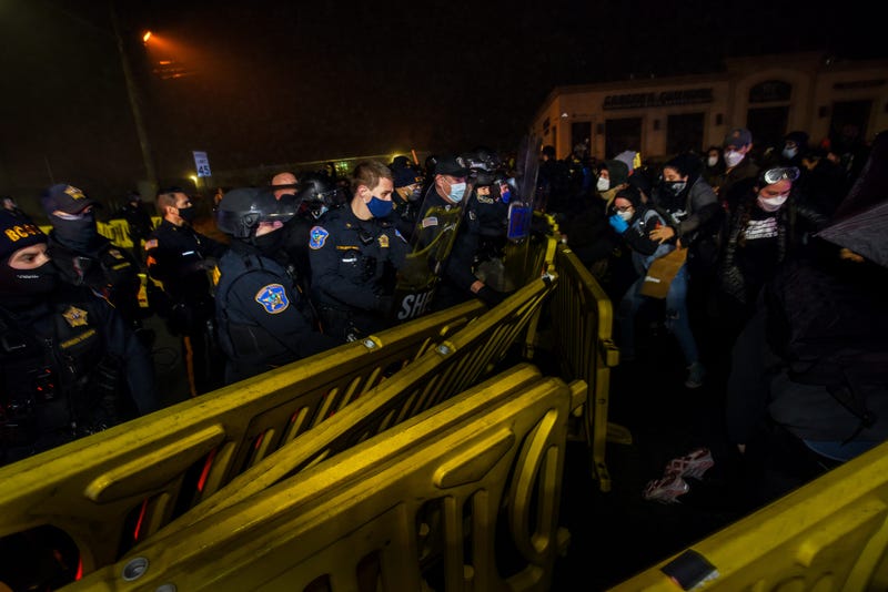 Protesters gather outside the Bergen County Jail, where three ICE detainees continued a hunger strike over jail conditions on Saturday December 12, 2020.