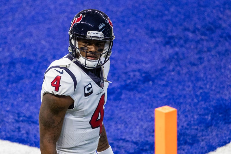 Houston Texans quarterback Deshaun Watson (4) during warmups before the game against the Indianapolis Colts at Lucas Oil Stadium. 