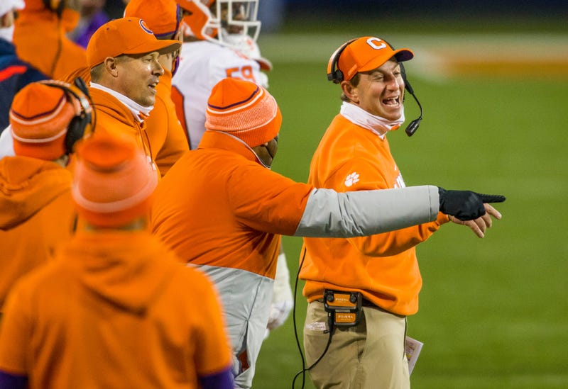 Clemson Tigers Head Coach Dabo Swinney on the sidelines during Clemson's beat down of Notre Dame
