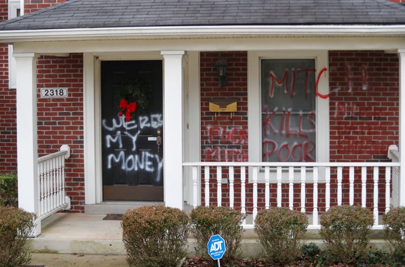 United States Senate Majority Leader Mitch McConnell's home in Louisville was vandalized