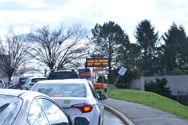 Drive-thru testing at Bergen Community College in Paramus
