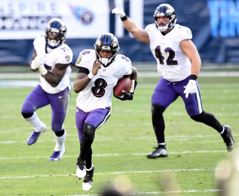 Lamar Jackson breaks a long run to seal the Ravens 20-13 victory over the Titans in the AFC Wild Card round.
