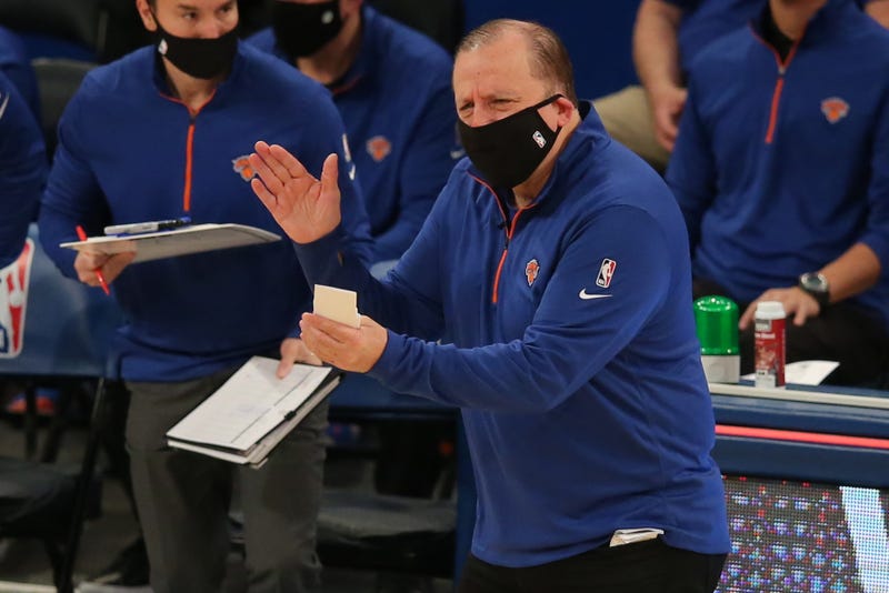 Knicks head coach Tom Thibodeau on the sideline.