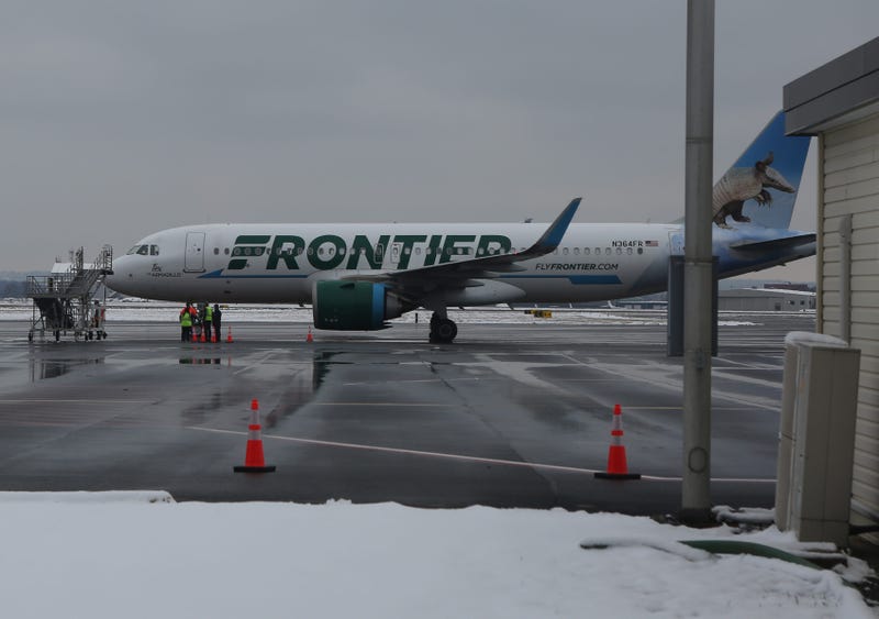 A Frontier Airlines plane. 