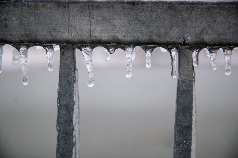 Ice on bridge support