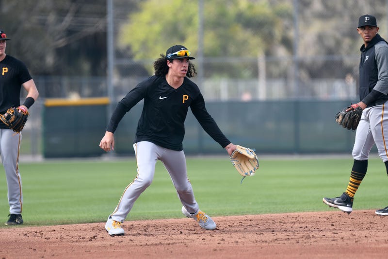 Cole Tucker taking grounders in Spring Training