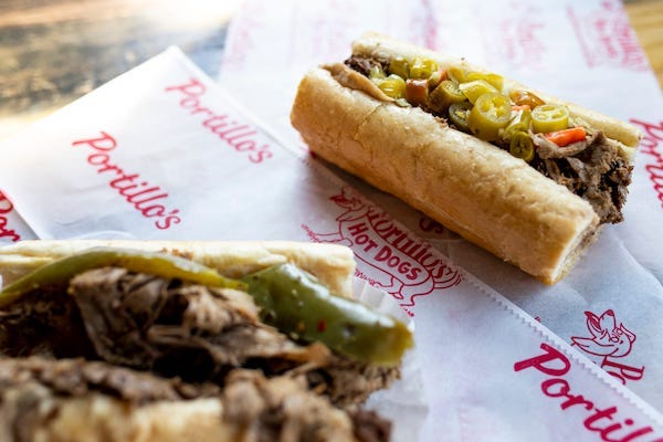 Two Italian Beef sandwiches on Portillo's menu on March 8, 2021, in Sterling Heights