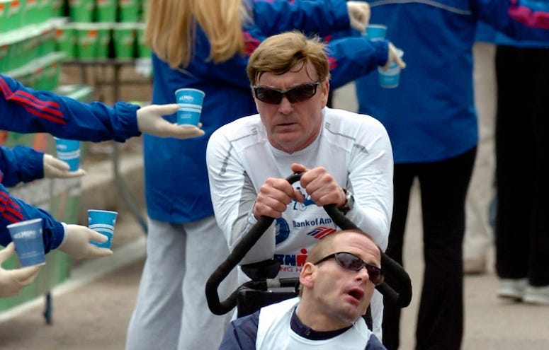 Dick and Rick Hoyt at the 2006 Boston Marathon