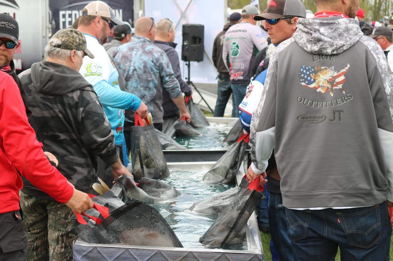 Dozens of competitive anglers await their chance to weigh in their catch as part of the the Masters Walleye Circuit and the Lake Erie Walleye Trail tournaments held in Port Clinton.