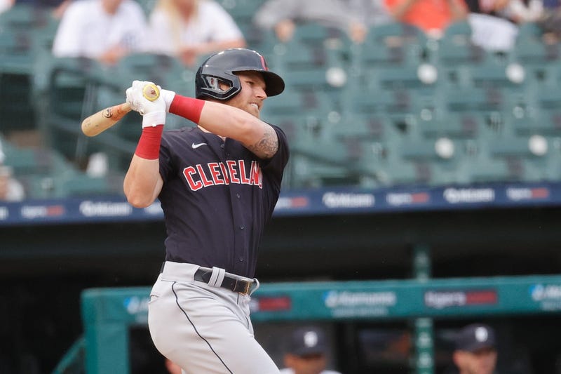 Cleveland Indians left fielder Jake Bauers (10)