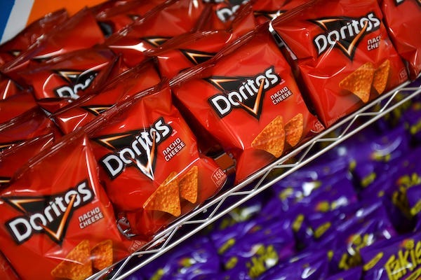 Bags of Doritos on the shelves