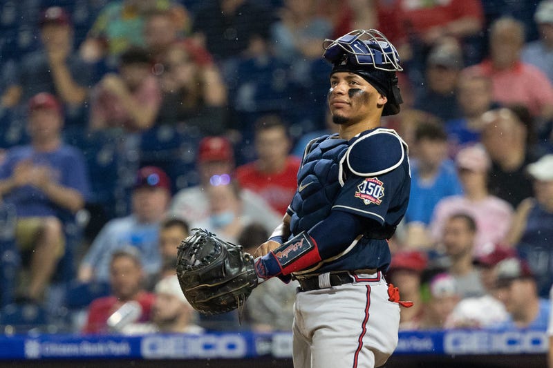 Jun 9, 2021; Philadelphia, Pennsylvania, USA; Atlanta Braves catcher William Contreras (24) in a game against the Philadelphia Phillies at Citizens Bank Park.