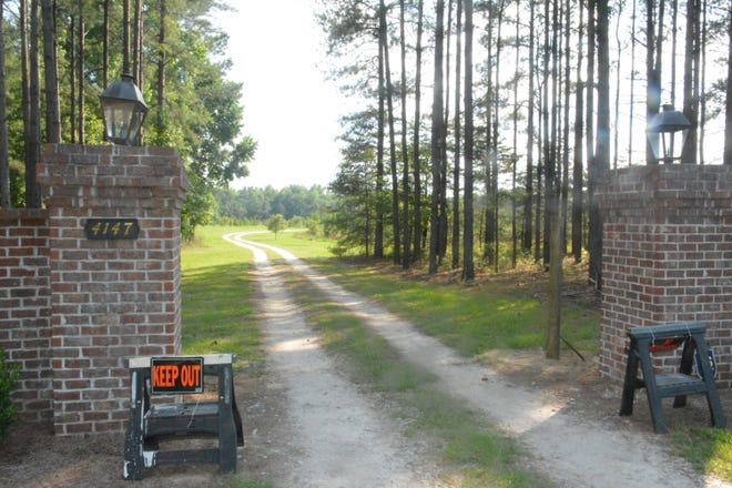 One entrance to the rural estate of Alex and Maggie Murdaugh on Moselle Road in Colleton County where a double homicide occurred in June.