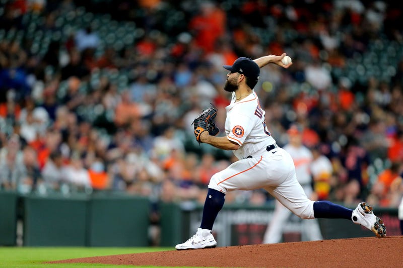 Houston Astros starting pitcher Jose Urquidy (65) delivers a pitch against the Baltimore Orioles during the first inning at Minute Maid Park.