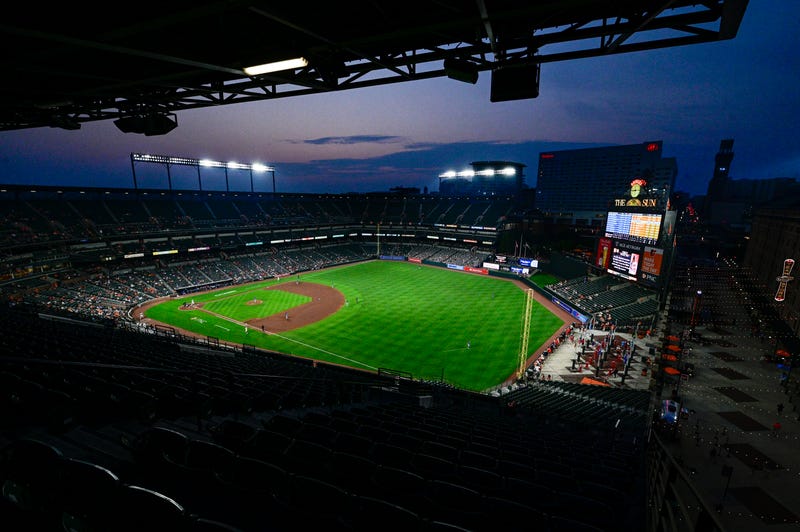 Camden Yards at twilight