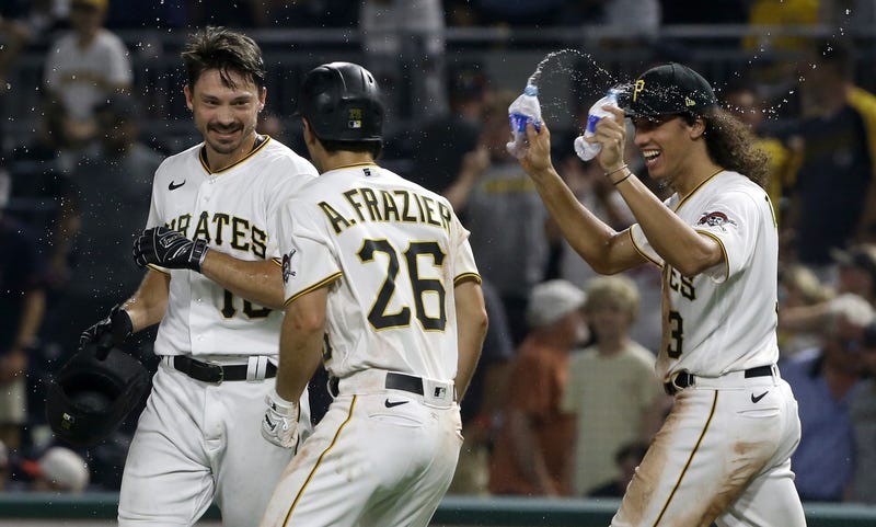 Bryan Reynolds celebrates walk-off walk