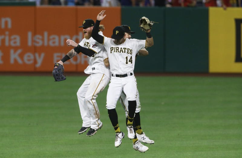 Pirates outfield celebrates