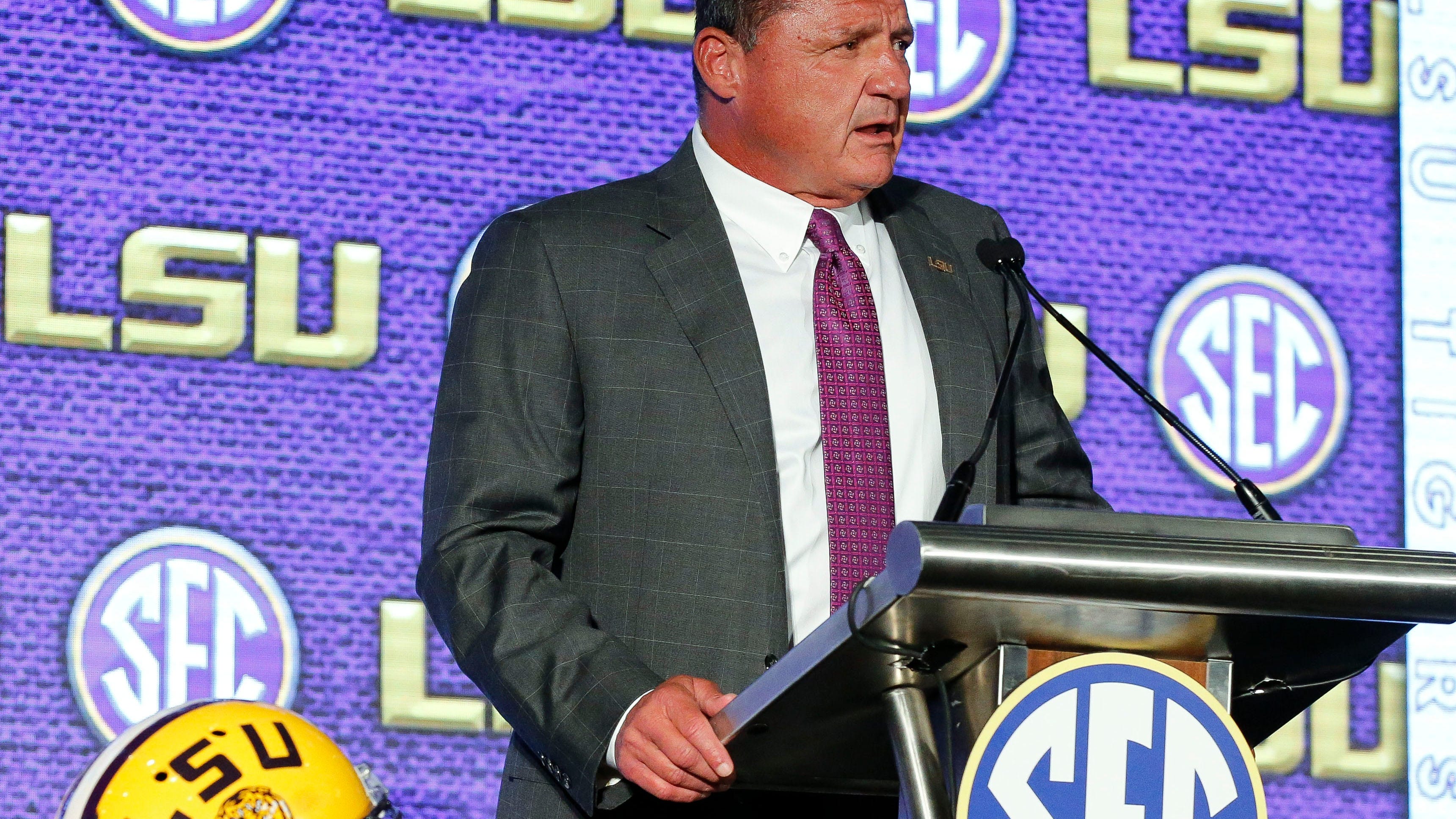 Ed Orgeron at SEC Media Days: Top 5 quotes on LSU offense, QB battle, coaching hires, more